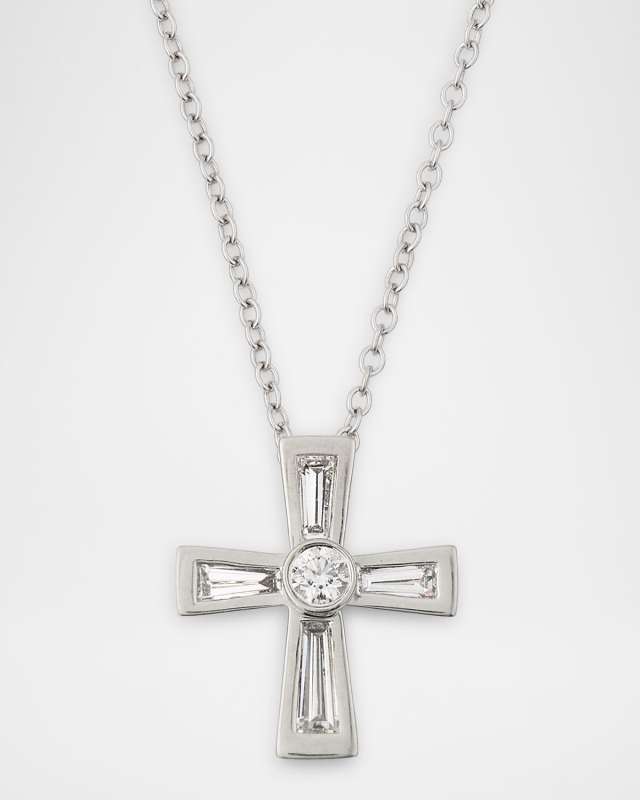 Platinum Diamond Cross Pendant Necklace